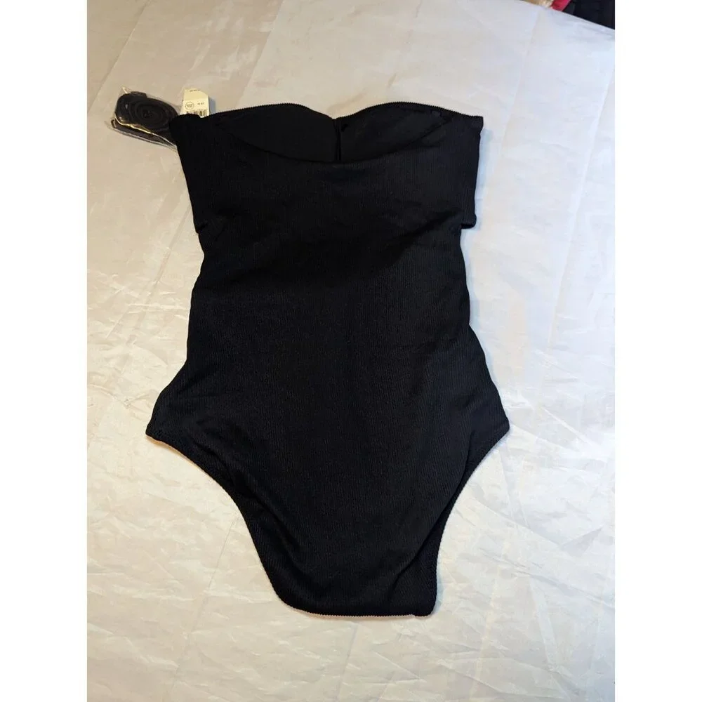 Aerie Women's Size Medium Black Ribbed NWT One Piece Full Coverage Swimsuit - Picture 8 of 15